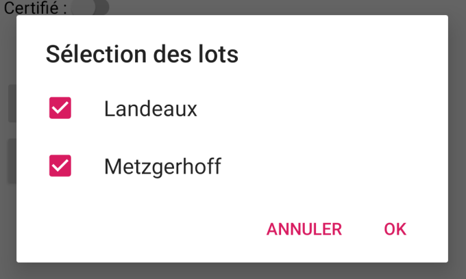 Fusion de lots, sélection des lots